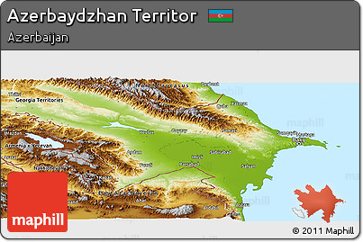 Physical Panoramic Map of Azerbaydzhan Territor