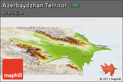 Physical Panoramic Map of Azerbaydzhan Territor, lighten