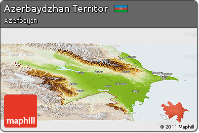 Physical Panoramic Map of Azerbaydzhan Territor, lighten