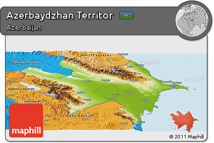 Physical Panoramic Map of Azerbaydzhan Territor, political outside