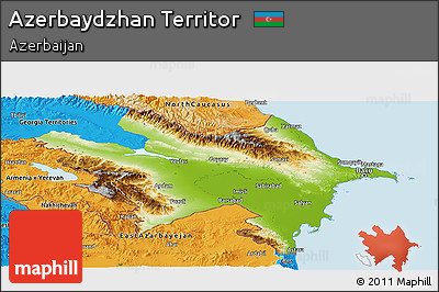 Physical Panoramic Map of Azerbaydzhan Territor, political outside