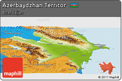 Physical Panoramic Map of Azerbaydzhan Territor, political outside
