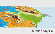 Physical Panoramic Map of Azerbaydzhan Territor, political outside