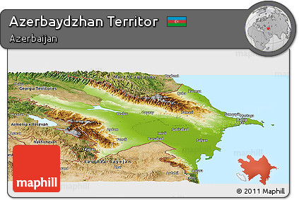 Physical Panoramic Map of Azerbaydzhan Territor, satellite outside