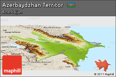 Physical Panoramic Map of Azerbaydzhan Territor, shaded relief outside
