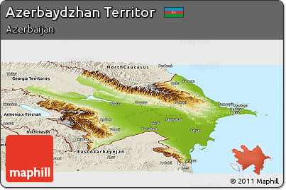 Physical Panoramic Map of Azerbaydzhan Territor, shaded relief outside