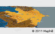 Political Panoramic Map of Azerbaydzhan Territor, darken