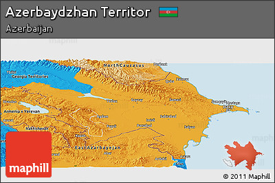 Political Panoramic Map of Azerbaydzhan Territor