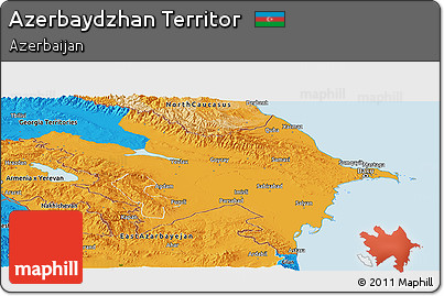 Political Panoramic Map of Azerbaydzhan Territor