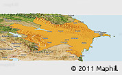 Political Panoramic Map of Azerbaydzhan Territor, satellite outside