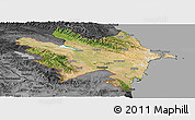 Satellite Panoramic Map of Azerbaydzhan Territor, darken, desaturated