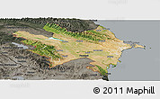 Satellite Panoramic Map of Azerbaydzhan Territor, darken, semi-desaturated