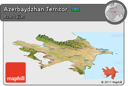 Satellite Panoramic Map of Azerbaydzhan Territor, single color outside