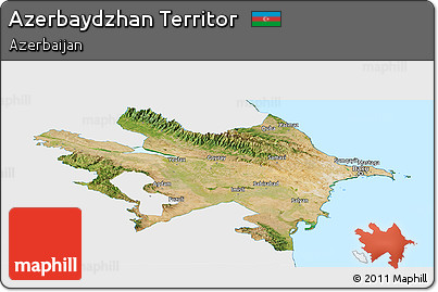 Satellite Panoramic Map of Azerbaydzhan Territor, single color outside