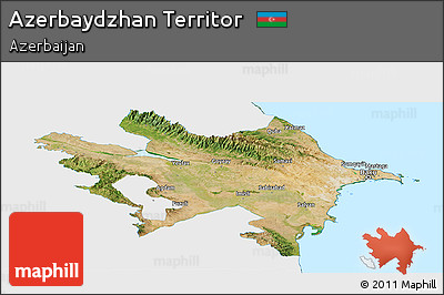 Satellite Panoramic Map of Azerbaydzhan Territor, single color outside