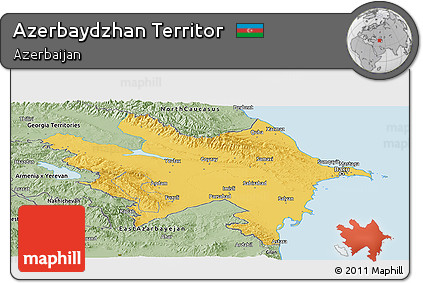 Savanna Style Panoramic Map of Azerbaydzhan Territor