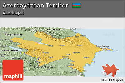 Savanna Style Panoramic Map of Azerbaydzhan Territor