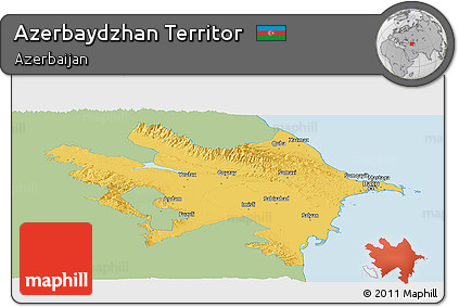 Savanna Style Panoramic Map of Azerbaydzhan Territor, single color outside