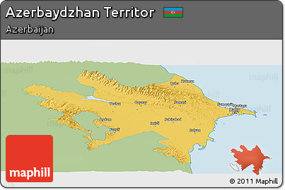 Savanna Style Panoramic Map of Azerbaydzhan Territor, single color outside