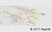 Shaded Relief Panoramic Map of Azerbaydzhan Territor, lighten, desaturated