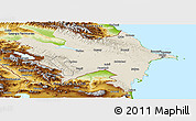 Shaded Relief Panoramic Map of Azerbaydzhan Territor, physical outside