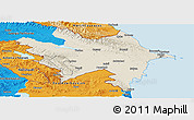 Shaded Relief Panoramic Map of Azerbaydzhan Territor, political outside