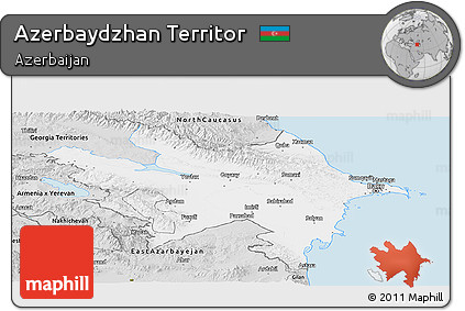 Silver Style Panoramic Map of Azerbaydzhan Territor