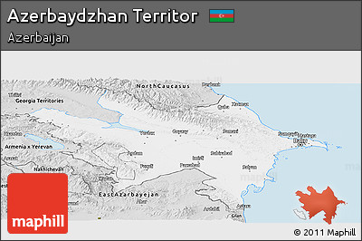 Silver Style Panoramic Map of Azerbaydzhan Territor