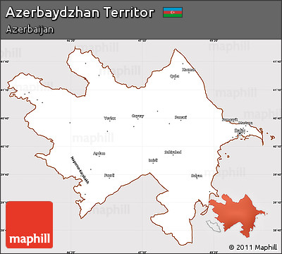 Classic Style Simple Map of Azerbaydzhan Territor, cropped outside
