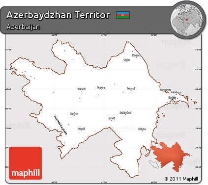 Classic Style Simple Map of Azerbaydzhan Territor, cropped outside