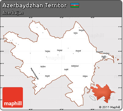 Classic Style Simple Map of Azerbaydzhan Territor, cropped outside