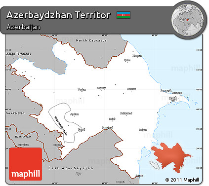 Gray Simple Map of Azerbaydzhan Territor