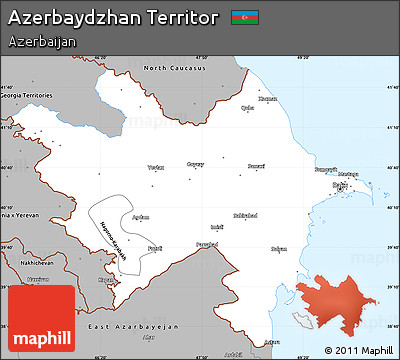 Gray Simple Map of Azerbaydzhan Territor