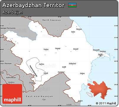 Gray Simple Map of Azerbaydzhan Territor