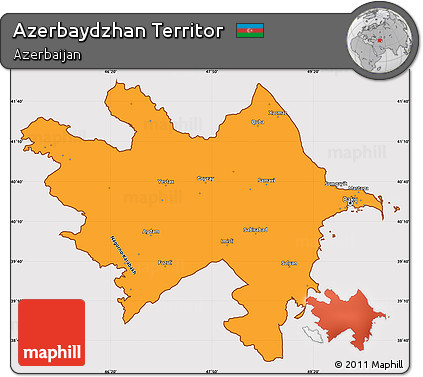 Political Simple Map of Azerbaydzhan Territor, cropped outside