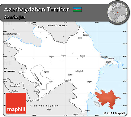 Silver Style Simple Map of Azerbaydzhan Territor