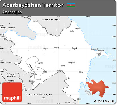 Silver Style Simple Map of Azerbaydzhan Territor