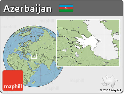 Blank Location Map of Azerbaijan, savanna style outside