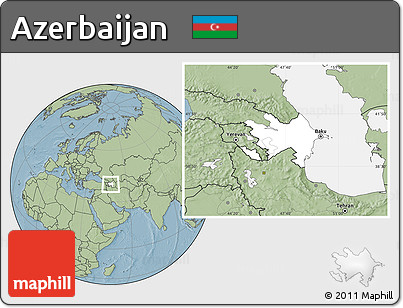 Blank Location Map of Azerbaijan, savanna style outside, hill shading outside