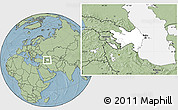 Blank Location Map of Azerbaijan, savanna style outside, hill shading outside