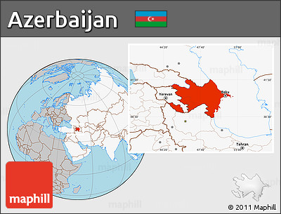 Gray Location Map of Azerbaijan, highlighted continent
