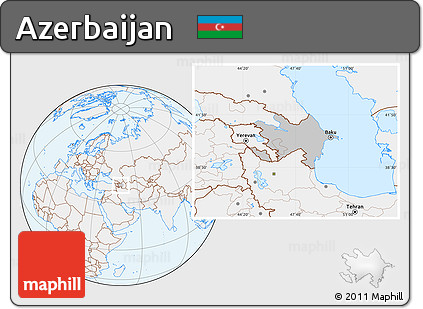 Gray Location Map of Azerbaijan, lighten