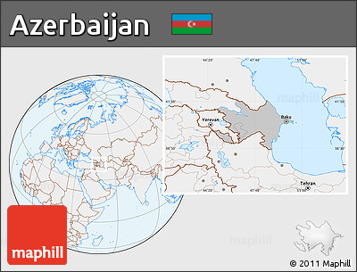 Gray Location Map of Azerbaijan, lighten