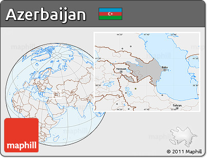 Gray Location Map of Azerbaijan, lighten