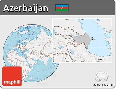 Gray Location Map of Azerbaijan, lighten, land only