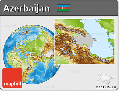 Gray Location Map of Azerbaijan, physical outside