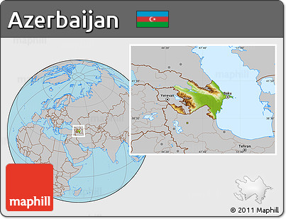 Physical Location Map of Azerbaijan, gray outside