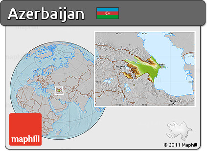 Physical Location Map of Azerbaijan, gray outside, hill shading