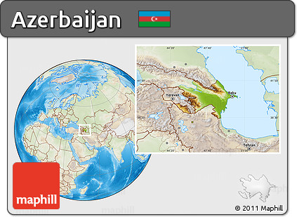 Physical Location Map of Azerbaijan, lighten, land only