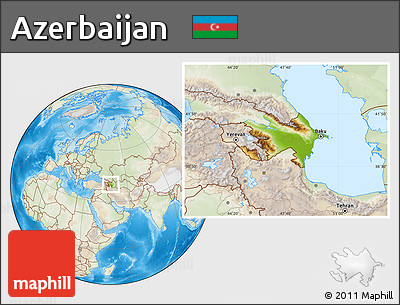 Physical Location Map of Azerbaijan, lighten, land only